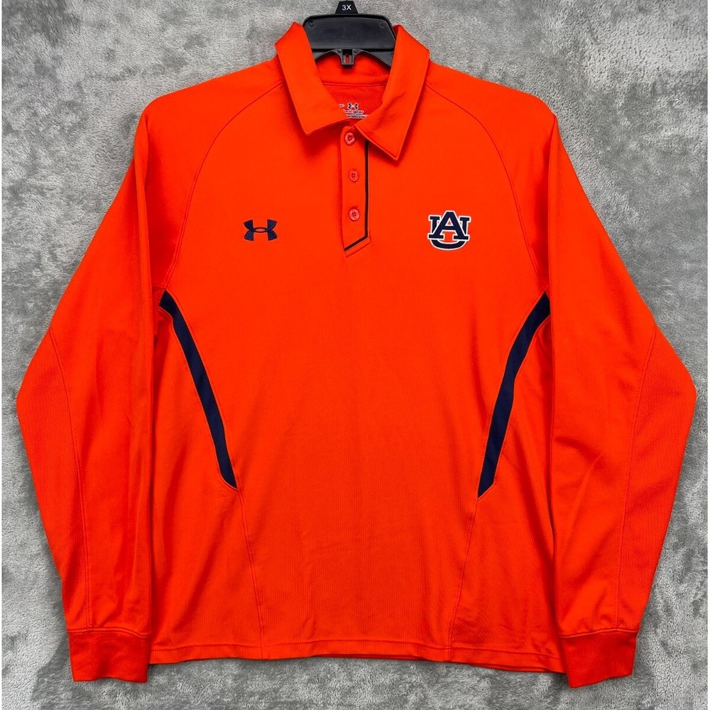 Under Armour Men's Auburn Tigers Pullover Windbreaker Sz M Orange 1/4 Button